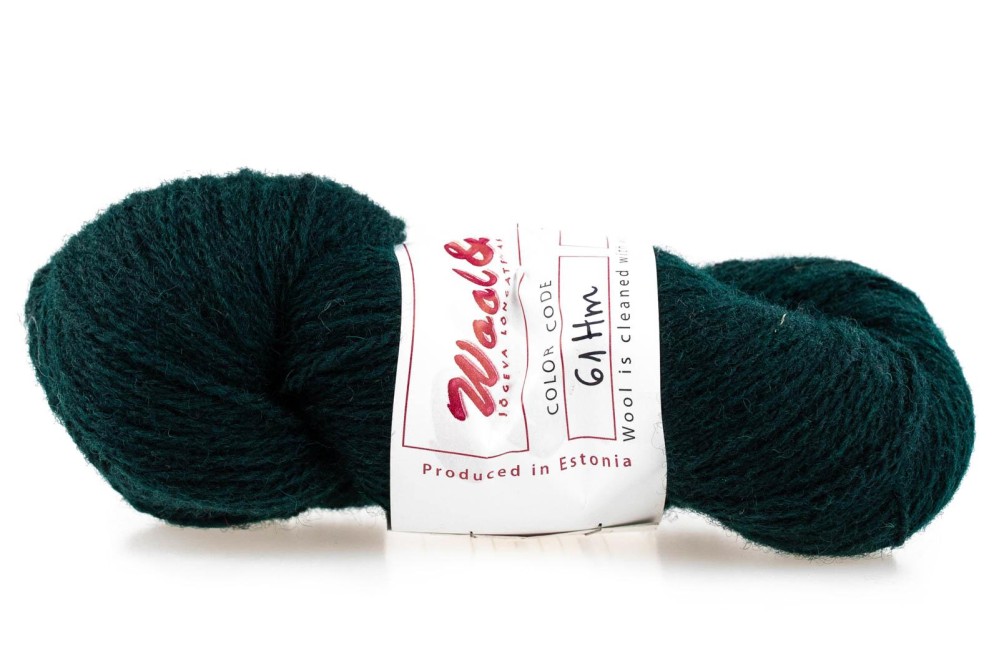 Wełna estońska 8/2 ciemno zielona (61Hm) - 115g