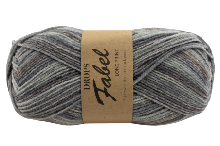 DROPS Fabel Long Print -  srebrny lis 602